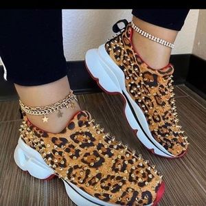 Inspired Leopard Spike Red Bottom Sneakers